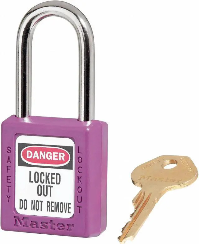 Alt view image 3 of 8 - 6 Pin Tumbler Purple Safety Lockout Padlock K.D.