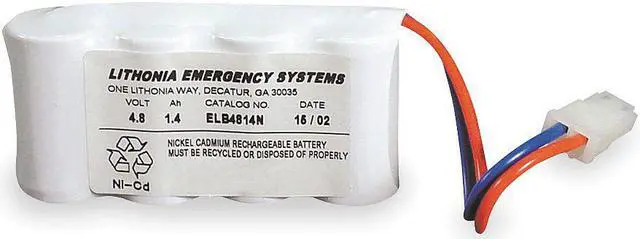 Main image of LITHONIA LIGHTING ELB 4814N Battery,Nickel Cadmium,4.8V,1.4A/HR.
