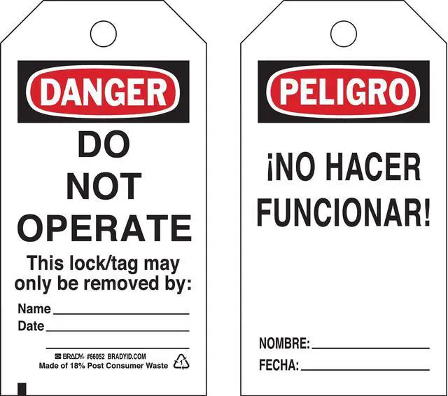 Alt view image 2 of 3 - BRADY 65440 Danger Bilingual Tag,5-3/4 x 3 In,PK25