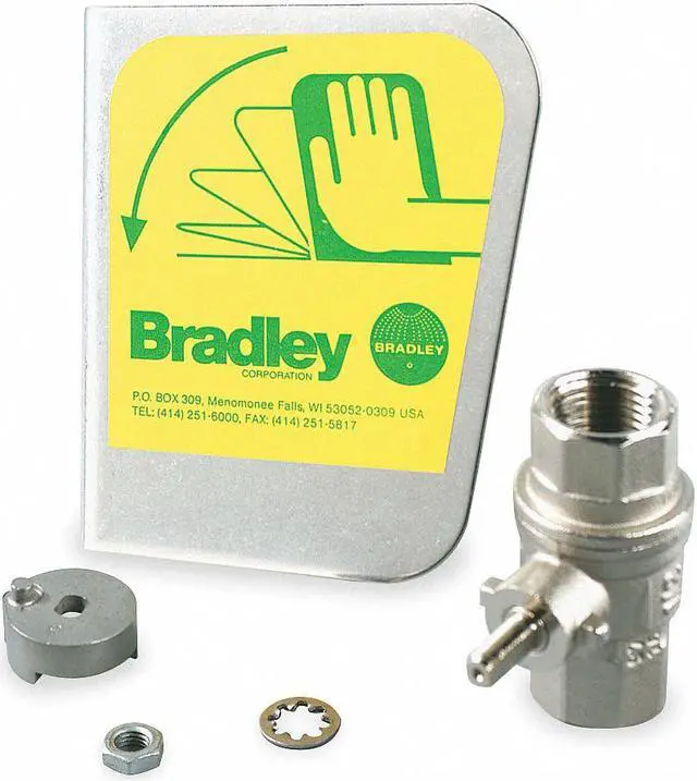 Alt view image 2 of 2 - BRADLEY S30-070 Ball Valve, Brass (Ball Valve), Stainless Steel (Eyewash