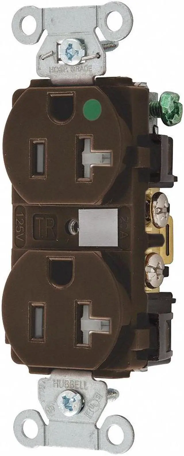 Main image of BRYANT 8300HBTR Straight Blade Receptacle, 5-20R, 20 A, 125V AC, 2 Pole, 3