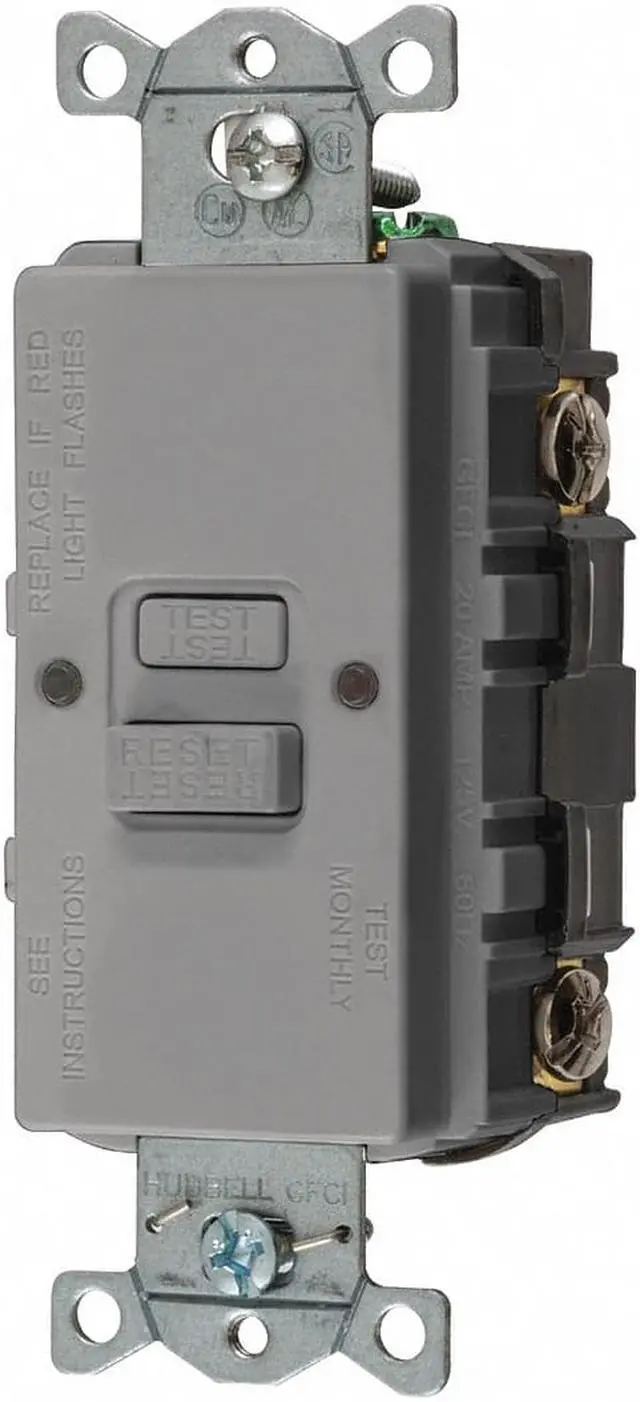 Alt view image 2 of 2 - HUBBELL WIRING DEVICE-KELLEMS GFBFST20GY GFCI Receptacle, 20A, 125VAC, 5-20R,