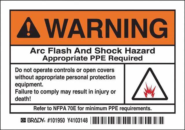 Alt view image 2 of 2 - BRADY 101950 Arc Flash Protection Label, 3 1/2 in Height, 5 in Width,