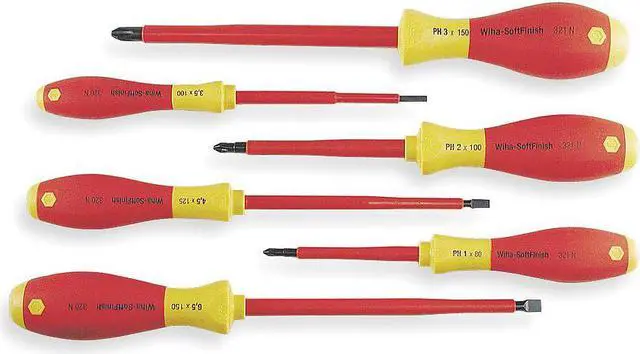 Main image of WIHA 32092 Insulated Screwdriver Set, Slotted/Phillips Tip, Alloy Steel with