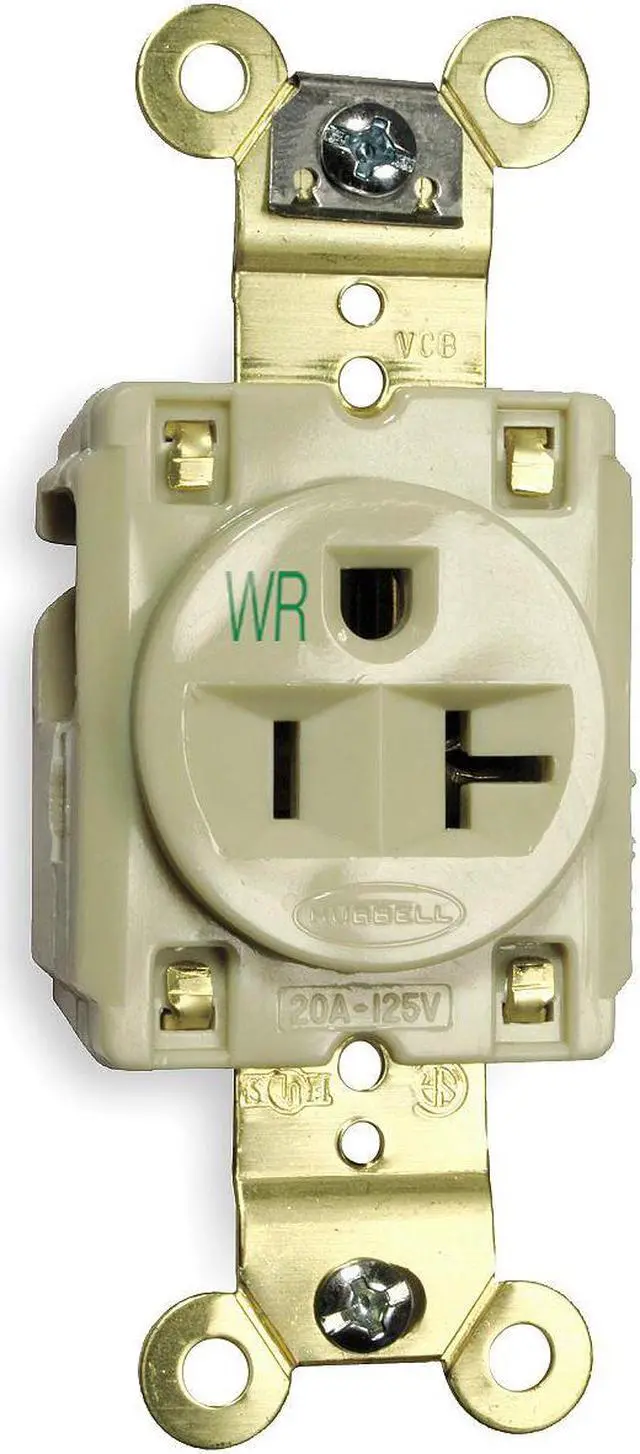 Main image of HUBBELL WIRING DEVICE-KELLEMS HBL5361IWR Straight Blade Receptacle, 5-20R, 20