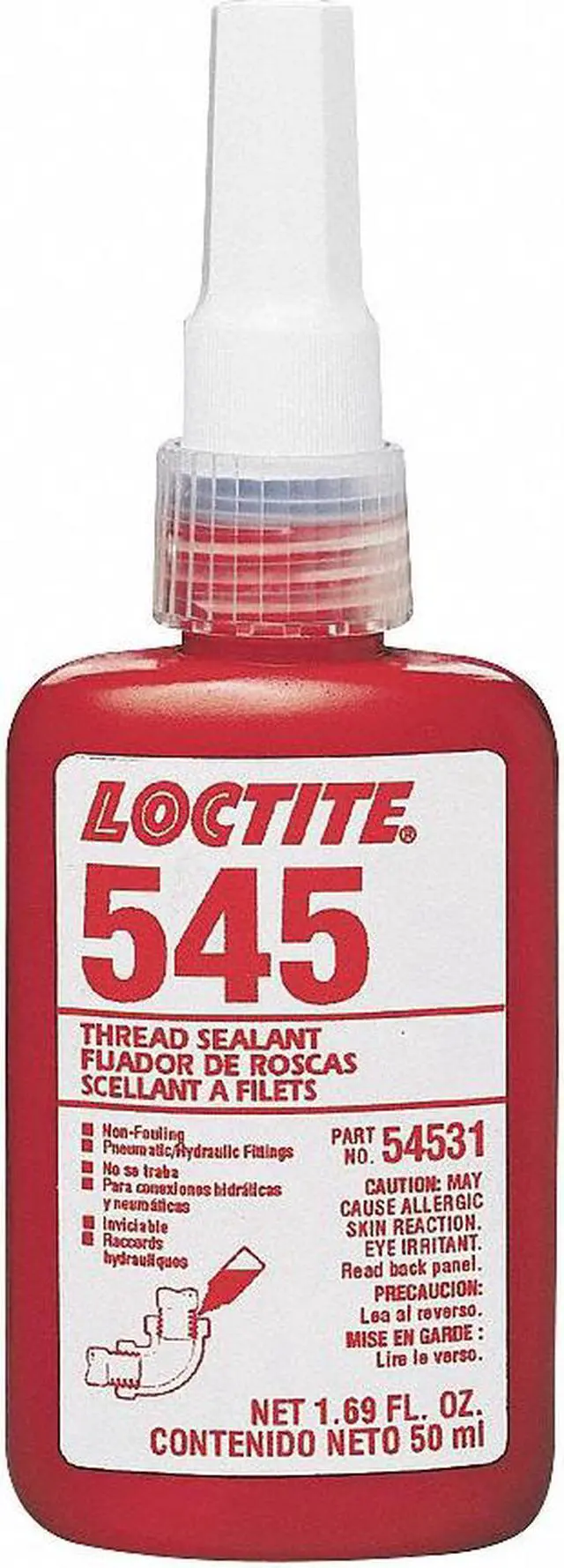 Alt view image 3 of 3 - LOCTITE 135486 Pipe Thread Sealant 1.7 fl oz, Bottle, 545, Purple, Liquid