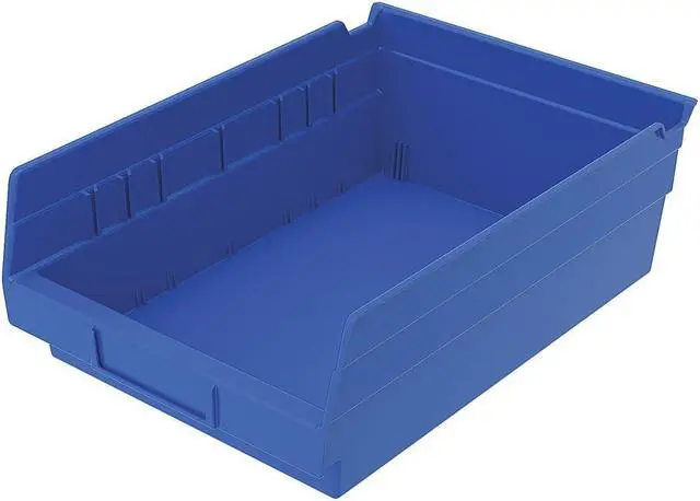 Alt view image 2 of 9 - AKRO-MILS 30150BLUE Shelf Storage Bin, Plastic, Blue, 4 in H, 8 3/8 in W, 11