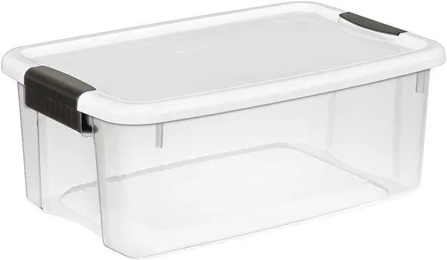 Alt view image 2 of 12 - STERILITE 19849806 Clear/White Storage Tote 18 1/8 in x 12 1/4 in x 7 in H, 1 PK