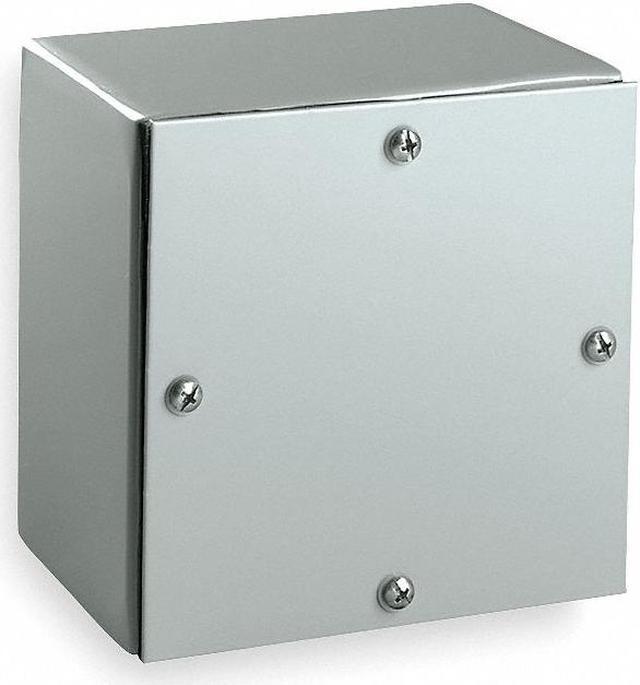 Main image of 6"H x 6"W x 4"D Metallic Enclosure, Gray, Knockouts: No, Screws Closure Method