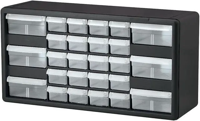 Alt view image 5 of 9 - Akro-Mils Stackable Cabinet 26 Drawers 20"x6-3/8"x10-11/32" Black/Gray 10126