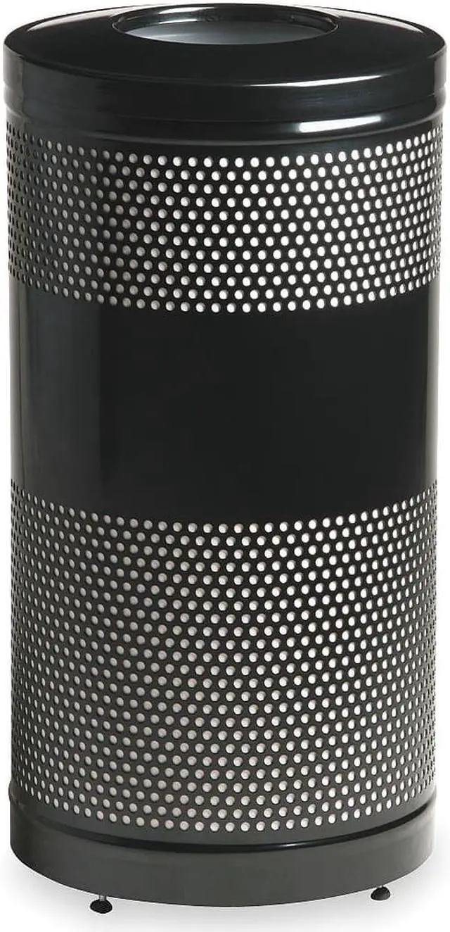 Main image of 25 gal. Steel, Rigid Plastic Round Trash Can, Open Top, Black RUBBERMAID FGS3ETBKPL
