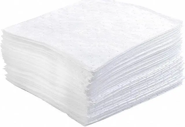 Main image of BRADY OP50 Sorbent Pad, 41 gal, 30 in x 30 in, Oil, White, 50 PK