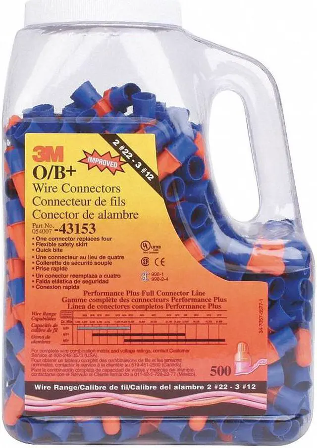 Alt view image 2 of 6 - 3M O/B+Jug Twist On Wire Connector,22-12 AWG,PK500