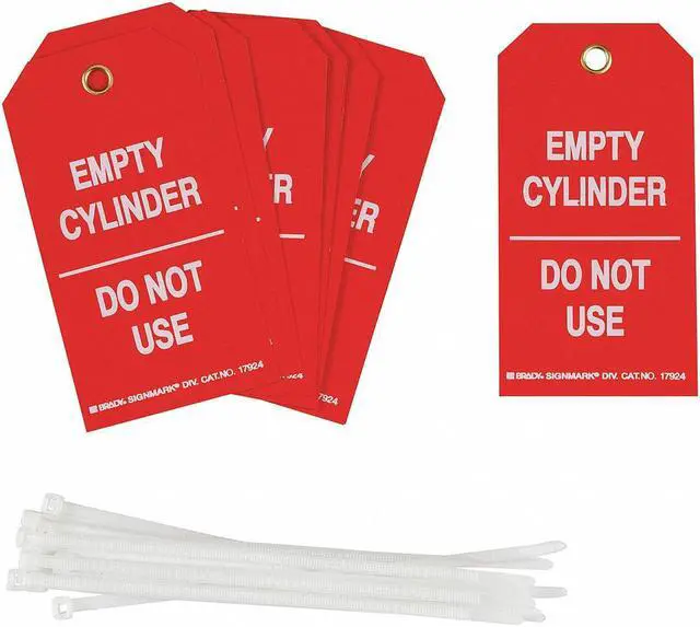 Alt view image 2 of 2 - BRADY 17924 Cyl Stat Tag,5-3/4 x 3 In,Wht/R,Met,PK10