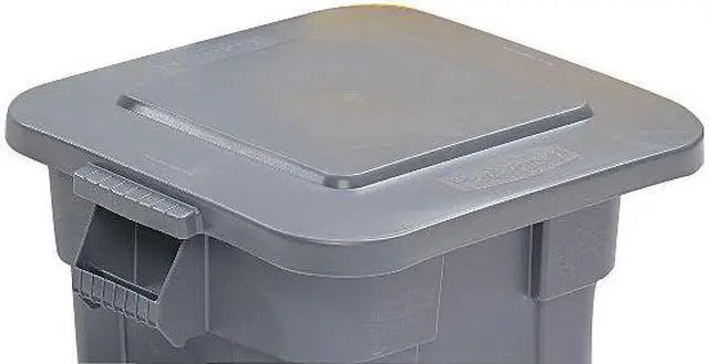 Alt view image 2 of 6 - RUBBERMAID FG352700GRAY Brute Trash Can Top,Flat,Snap-On Closure,Gray