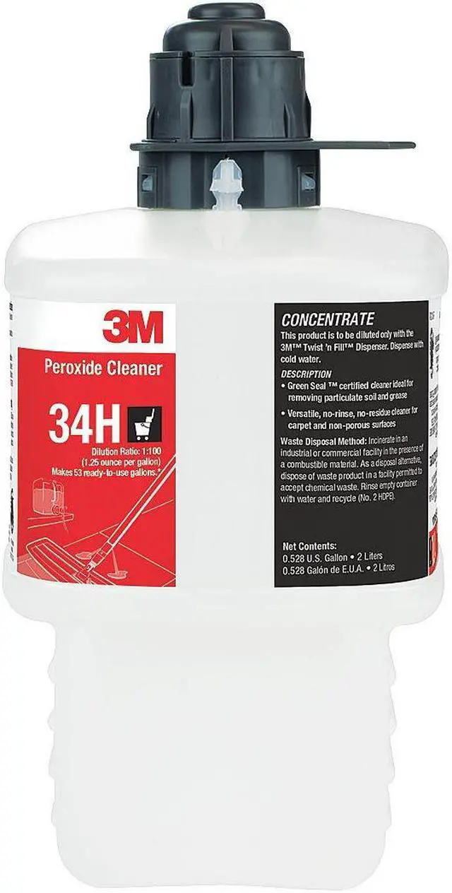 Alt view image 2 of 2 - 3M 34H Peroxide Cleaner Concentrate, 2L Bottle, Fragrance Free, Green