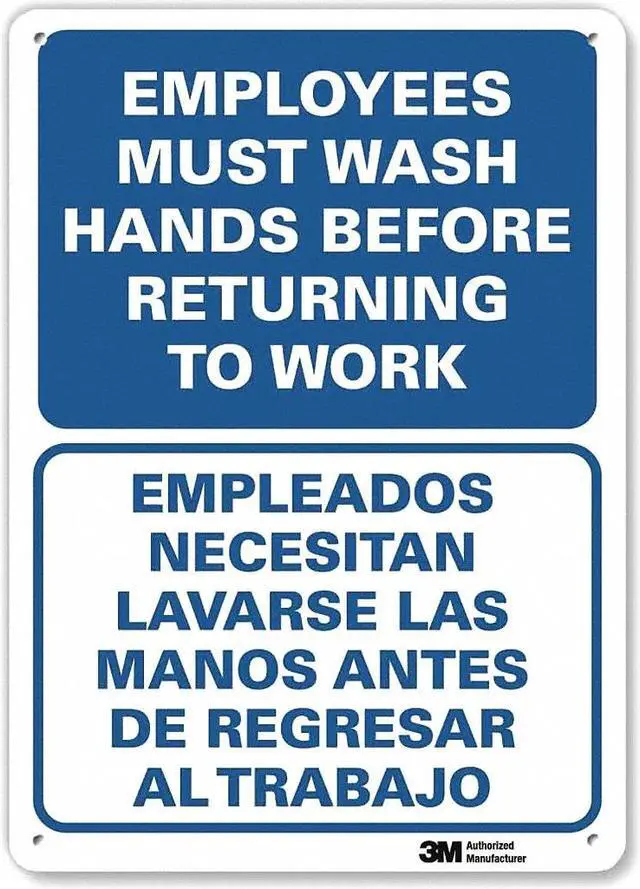 Alt view image 2 of 2 - LYLE U1-1046-RA_7X10 Employees Must Wash Hands Before Returning to  Work, 10 in