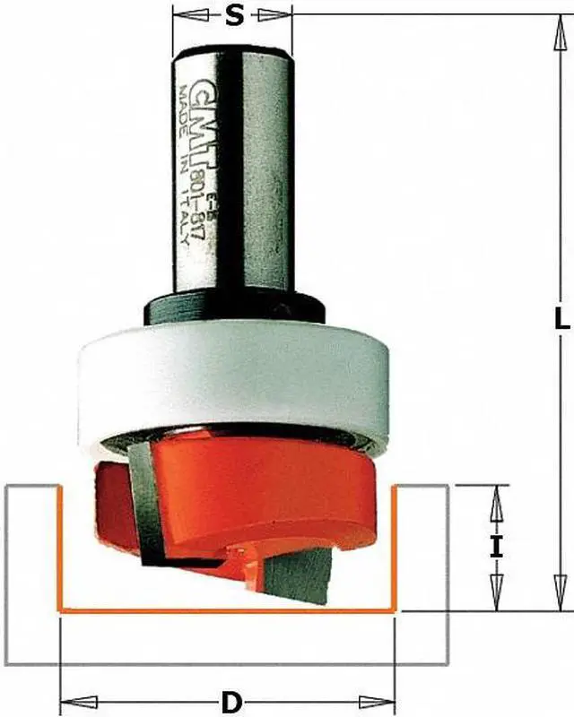 Main image of Mortise  Router Bit,HW,1/2 in CMT 801.128.11B