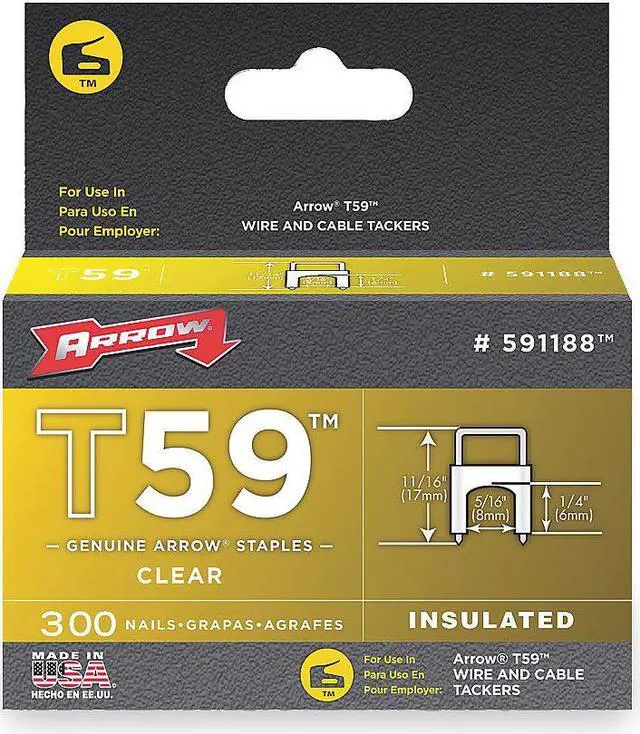 Main image of ARROW 591188 1/4" x 5/16" T59 Clear Insulated Staples, 300 pk.