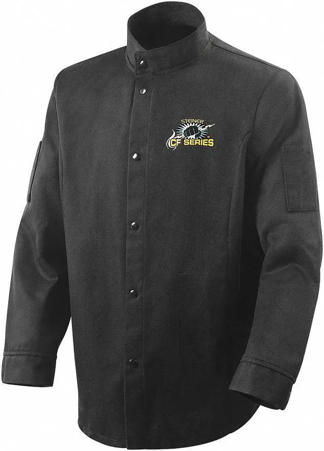 Main image of STEINER 1360-S Welding Jacket, Carbonized Fiber, 10 oz, 30 in Length, Snaps