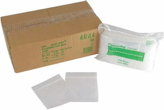 Main image of RELOC ZIPPIT 4R44 Reclosable Bag, 4in.L, 4in.W, 4 mil, PK1000