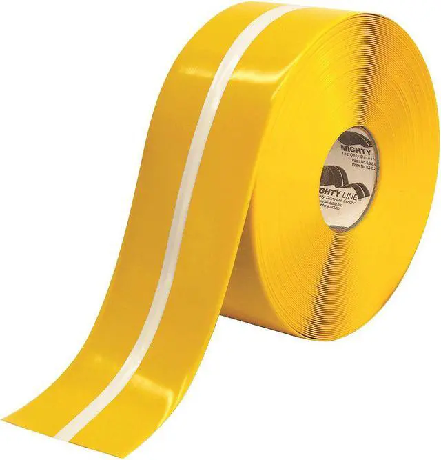 Main image of MIGHTY LINE 4RYLUMCTR Floor Marking Tape, Rubber, Solid with Center Line,
