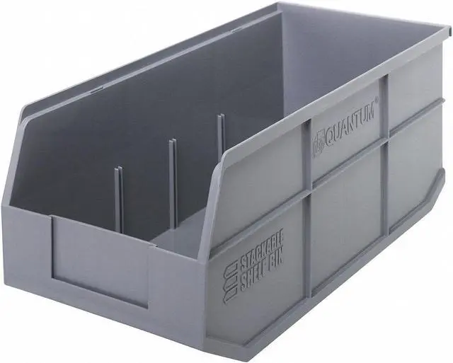 Alt view image 2 of 2 - QUANTUM STORAGE SYSTEMS SSB463GY Gray Shelf Bin, 18"L x 8-1/4"W x 7"H