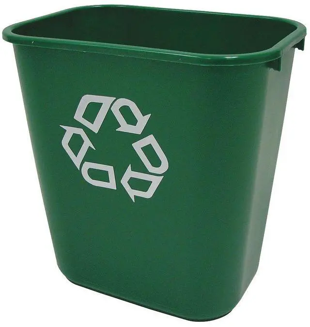 Alt view image 2 of 9 - RUBBERMAID FG295606GRN Rectangular Desk-Side Wastebasket 28 qt., Plastic, Green