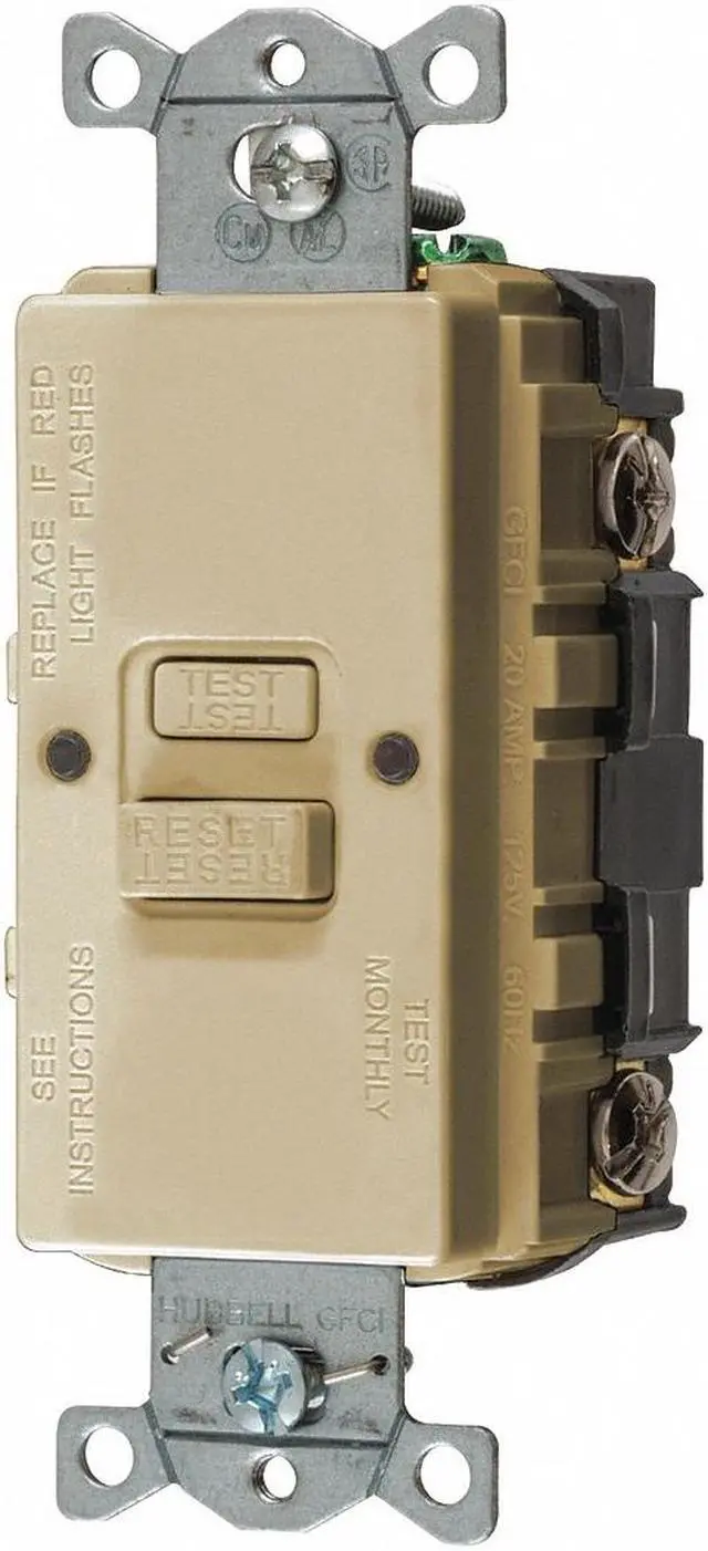 Alt view image 2 of 2 - HUBBELL WIRING DEVICE-KELLEMS GFBFST20I GFCI Receptacle, 20A, 125VAC, 5-20R,