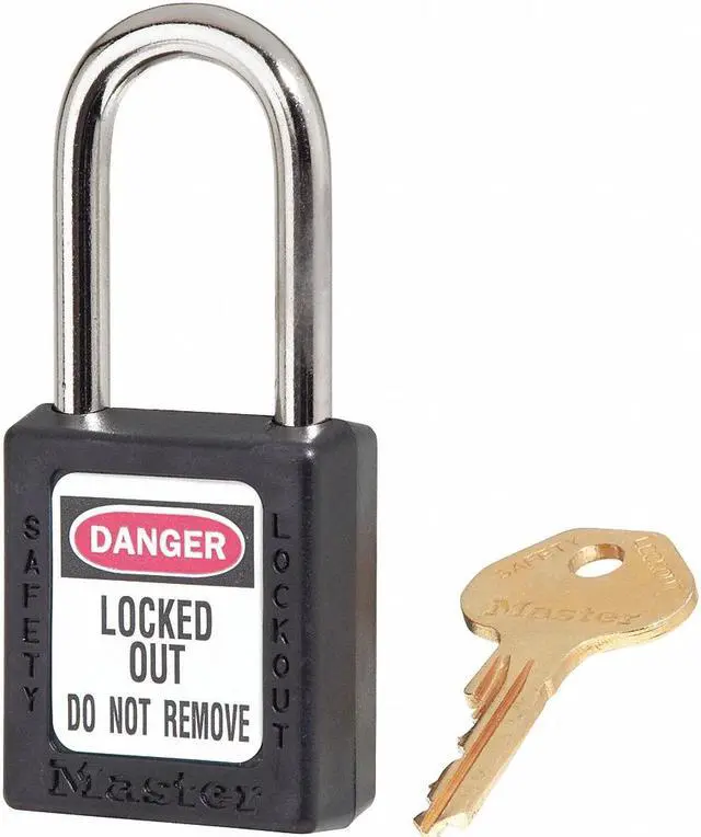 Alt view image 2 of 2 - Master Lock 410Kablk Lockout Padlock,Black,Keyed Alike G3887296
