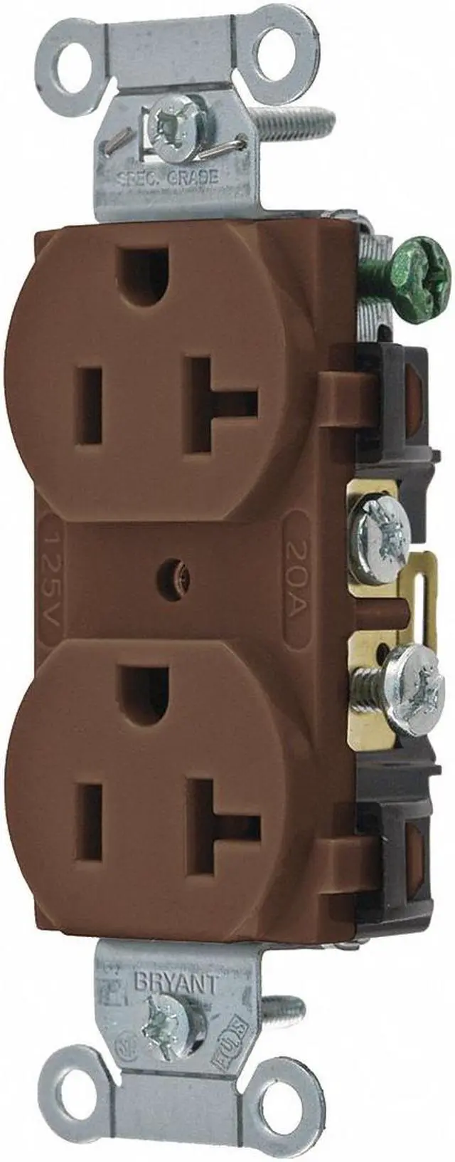 Main image of BRYANT CRS20 Straight Blade Receptacle, 5-20R, 20 A, 125V AC, 2 Pole, 3 Wire,