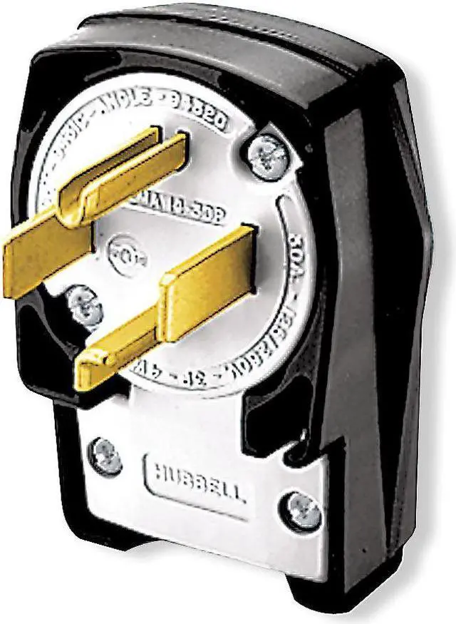 Alt view image 2 of 3 - HUBBELL HBL9432C 4 Wire Industrial Angle Straight Blade Plug 125/250VAC 30A