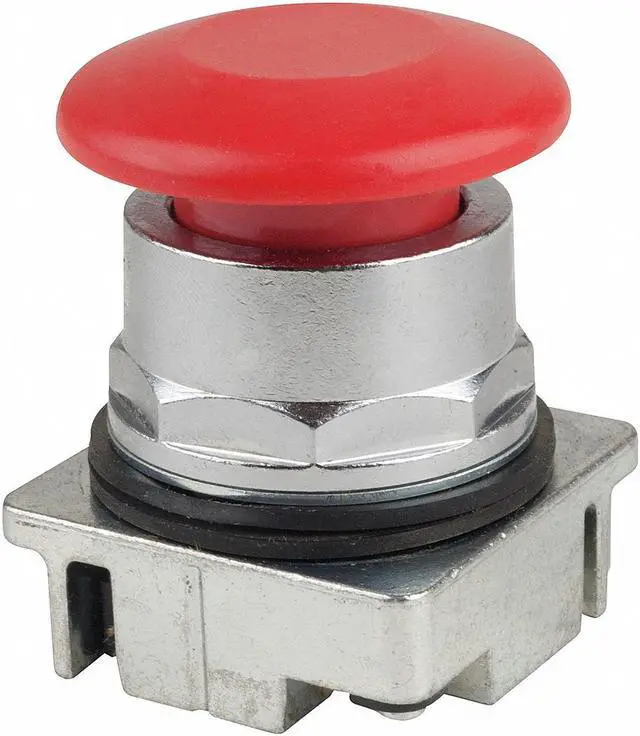Main image of Pushbtn, Non-Ill, Maint, Mush., 30mm, Mtl, Red