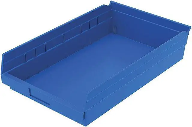 Alt view image 2 of 2 - AKRO-MILS 30178BLUE Shelf Storage Bin, Plastic, Blue, 4 in H, 11 1/8 in W, 17