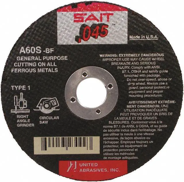Alt view image 2 of 2 - UNITED ABRASIVES-SAIT 23103 CutOff Whl,A60S,5"x.045"x7/8",12200rpm