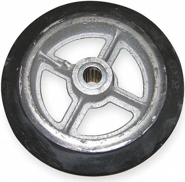 Alt view image 2 of 3 - Wesco 150120 2 in. W x 8 in. H x 8 in. DCast Iron Center Moldon Rubber Wheel - HB
