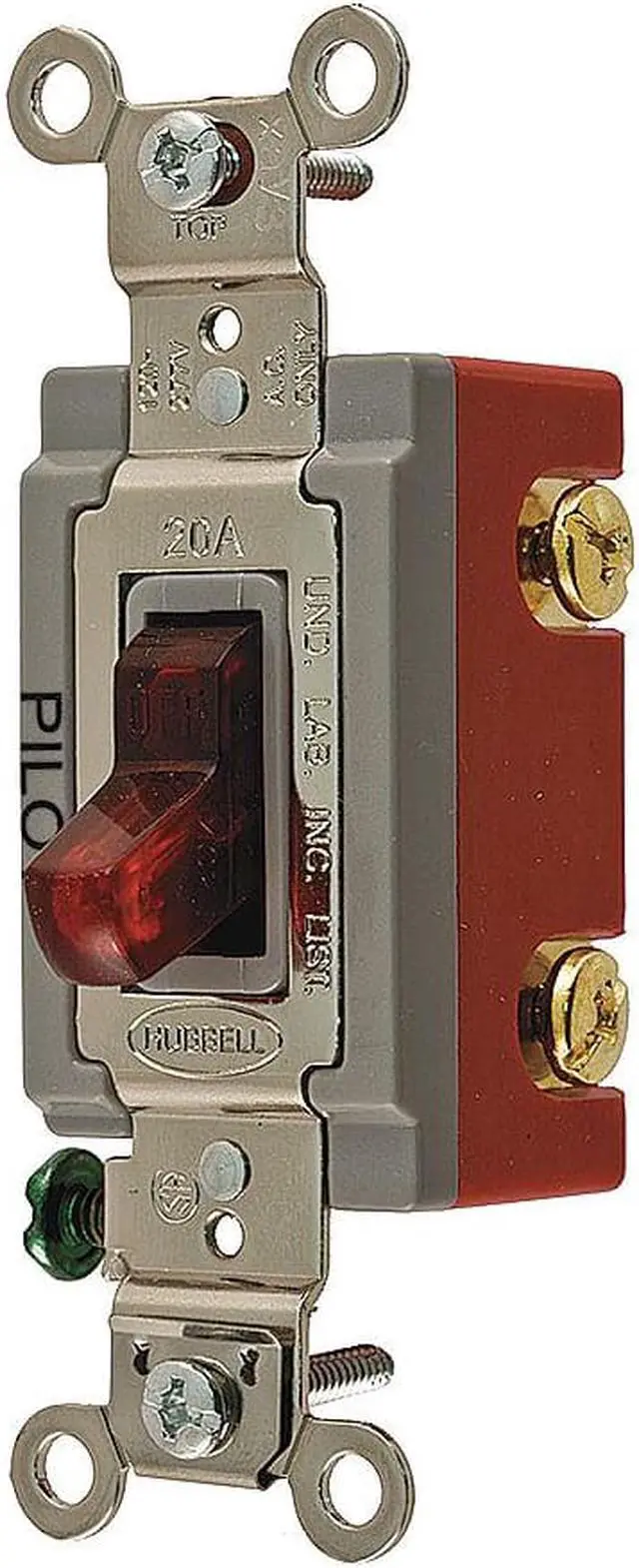 Main image of HUBBELL WIRING DEVICE-KELLEMS HBL1221PL Pilot Lit Wall Swtch, 1-Pole, 120/277V,