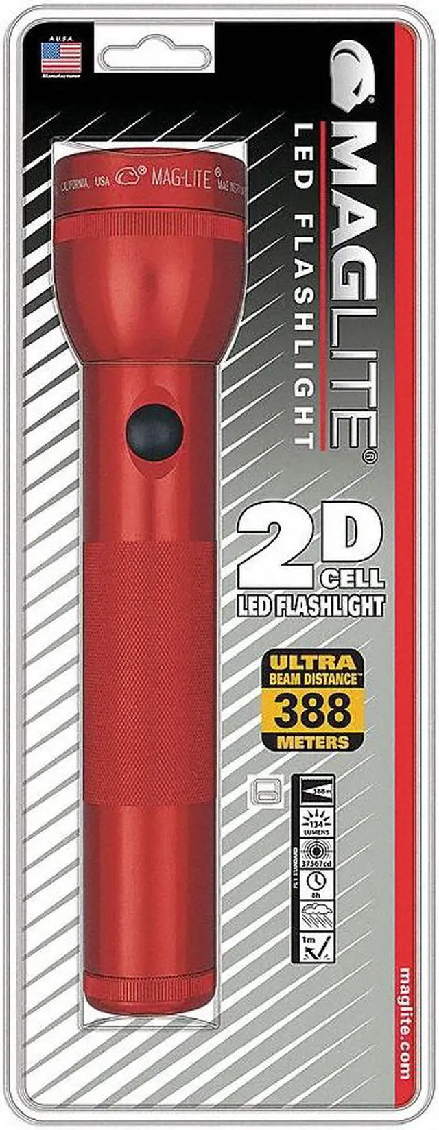 Alt view image 11 of 14 - Maglite ST2D036 Red 2-D Cell 10" 3-Watt LED Flashlight w/ Adjustable Beam