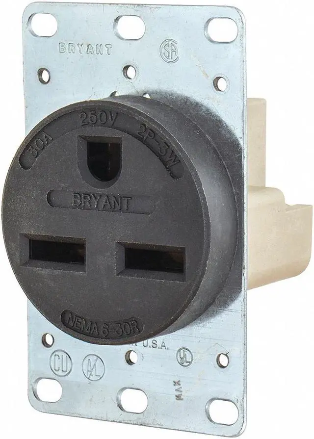 Main image of BRYANT 9630FR Straight Blade Receptacle, 6-30R, 30 A, 250V AC, 2 Pole, 3 Wire,
