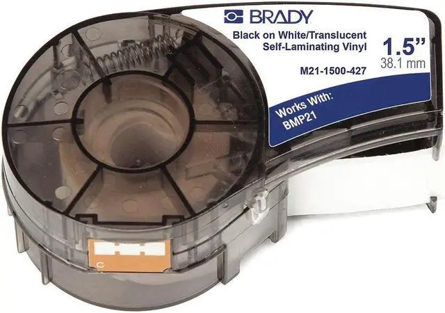 Alt view image 2 of 3 - BRADY M21-1500-427 Label Tape Cartridge, Black on White, Labels/Roll: Continuous