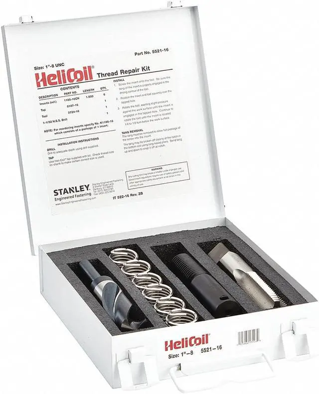 Alt view image 2 of 2 - HELI-COIL 5521-16 Thread Repair Kit,304 SS,1-8,6 Pcs