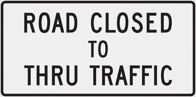 Main image of LYLE R11-4-60HA Road Closed To Thru Traffic Traffic Sign, 30 in Height, 60 in