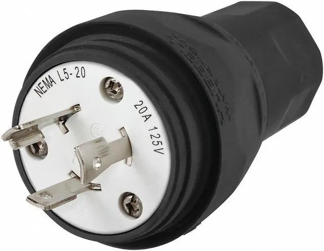 Alt view image 2 of 2 - HUBBELL WIRING DEVICE-KELLEMS HBL26W47BK Watertight Locking Plug, L5-20P, 20 A,