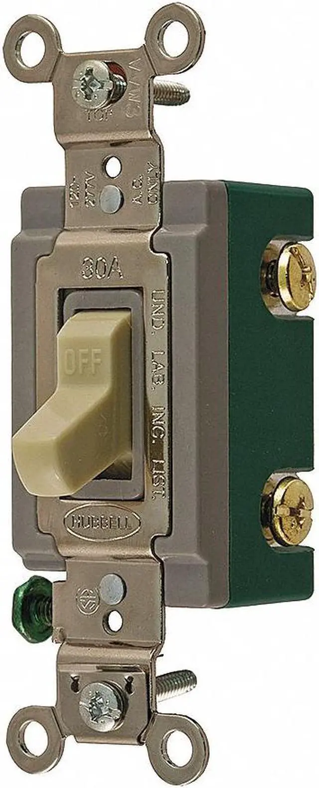 Main image of HUBBELL WIRING DEVICE-KELLEMS HBL3032I Wall Swtch, 2-Pol, 120/277V, 30A, Ivry,