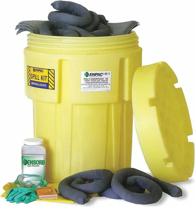 Main image of ENPAC 1360-YE Spill Kit, 41 gal Volume Absorbed per Kit, 65 gal Capacity, Drum,