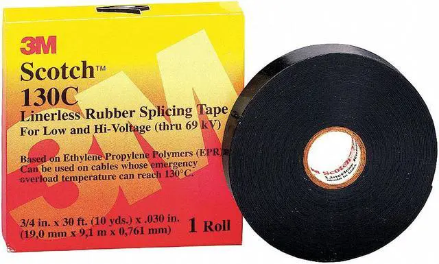 Main image of Scotch Rubber Splicing Tape, 30.00 mil Thick, 2" X 30 ft., Black, 1 EA  130C2x30