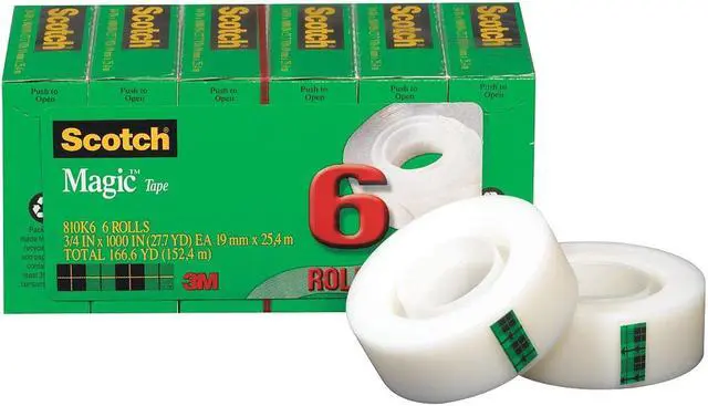 Alt view image 3 of 6 - Office Tape,Transparent,3/4x1000In,PK6 SCOTCH 810K6