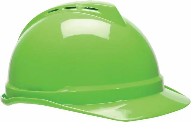 Alt view image 2 of 3 - Hard Hat, Front Brim, NonSlotted, 4 pt. Ratchet, Hi-Viz Green