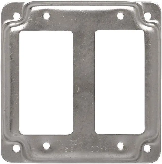 Alt view image 3 of 11 - RACO 809C Box Cover, Square Box Type, 2 Gang, Galvanized Steel, GFCI Receptacle