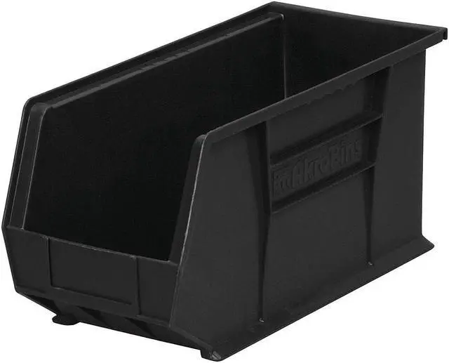 Main image of AKRO-MILS 30265BLACK Hang & Stack Storage Bin, Plastic, Black, 9 in H, 8 1/4 in